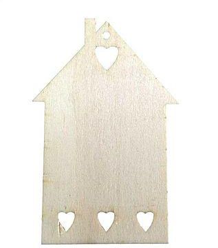 10 x  MDF Wooden House Home  Shapes Tags 90mm x 60 mm with hole craft 