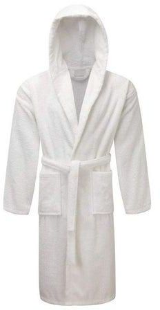 100% Cotton Kimono Hooded Bathrobe For Women And Men White 110cm