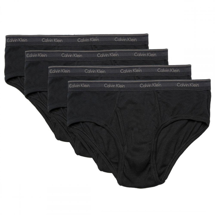 Calvin Klein Men's 4-Pack Low Rise Hip Brief - Large, Black