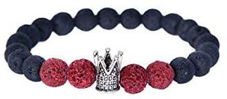 king of Lava stone bracelets with silver king crown