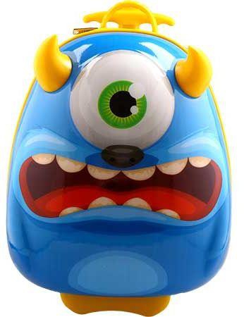 Bouncies Cuties Monster School Trolley Bag,44 x 31 x 24 cm - Blue