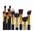10Pcs Professional Makeup Brush Set - Black/Gold