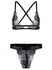 Criss Cross Lace Transparent Bra and Thong Briefs - Black - Xl