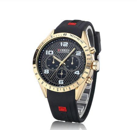Curren Men's Rubber Strap Band Quartz Watches Gold [8167]
