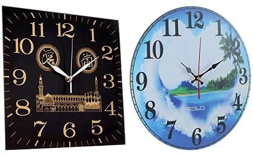 Bundle of wall clock mauve + Wooden wall clock 40 cm