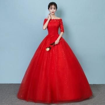 Red Lace Tulle Wedding Dress Lace Bridal Gown red s