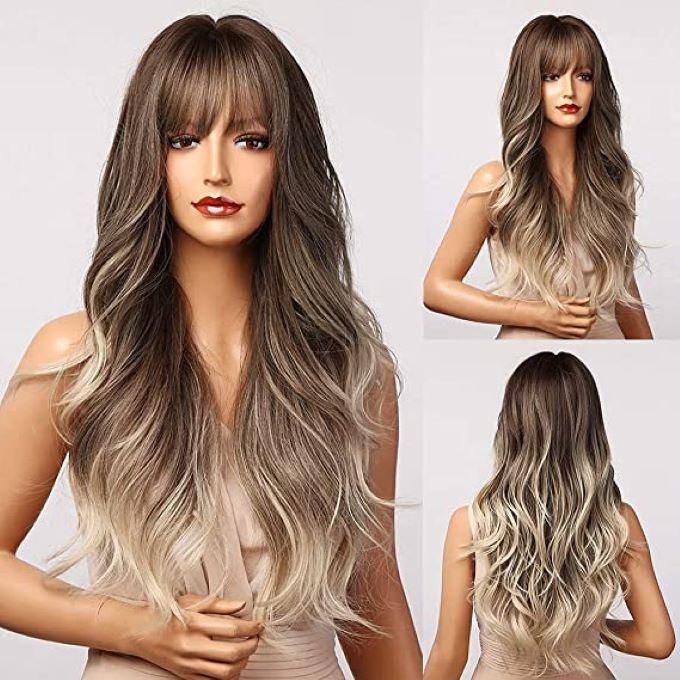 Wig With Bangs Blonde Wig Long Wavy Wigs For Women