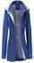 Hooded Neck Long Sleeve Coat Blue