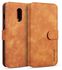 DG.MING Retro Oil Side Horizontal Flip Case For OnePlus 7, With Holder & Card Slots & Wallet (Brown)