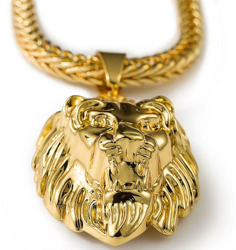 Men's Hip Hop Sweater Chain Gold Plating Lion Pendant Necklace