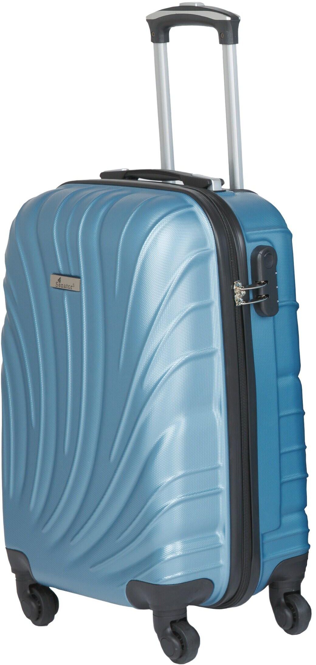 Senator Hard Case Large Luggage Trolley Suitcase for Unisex ABS Lightweight Travel Bag with 4 Spinner Wheels KH115 Light Blue