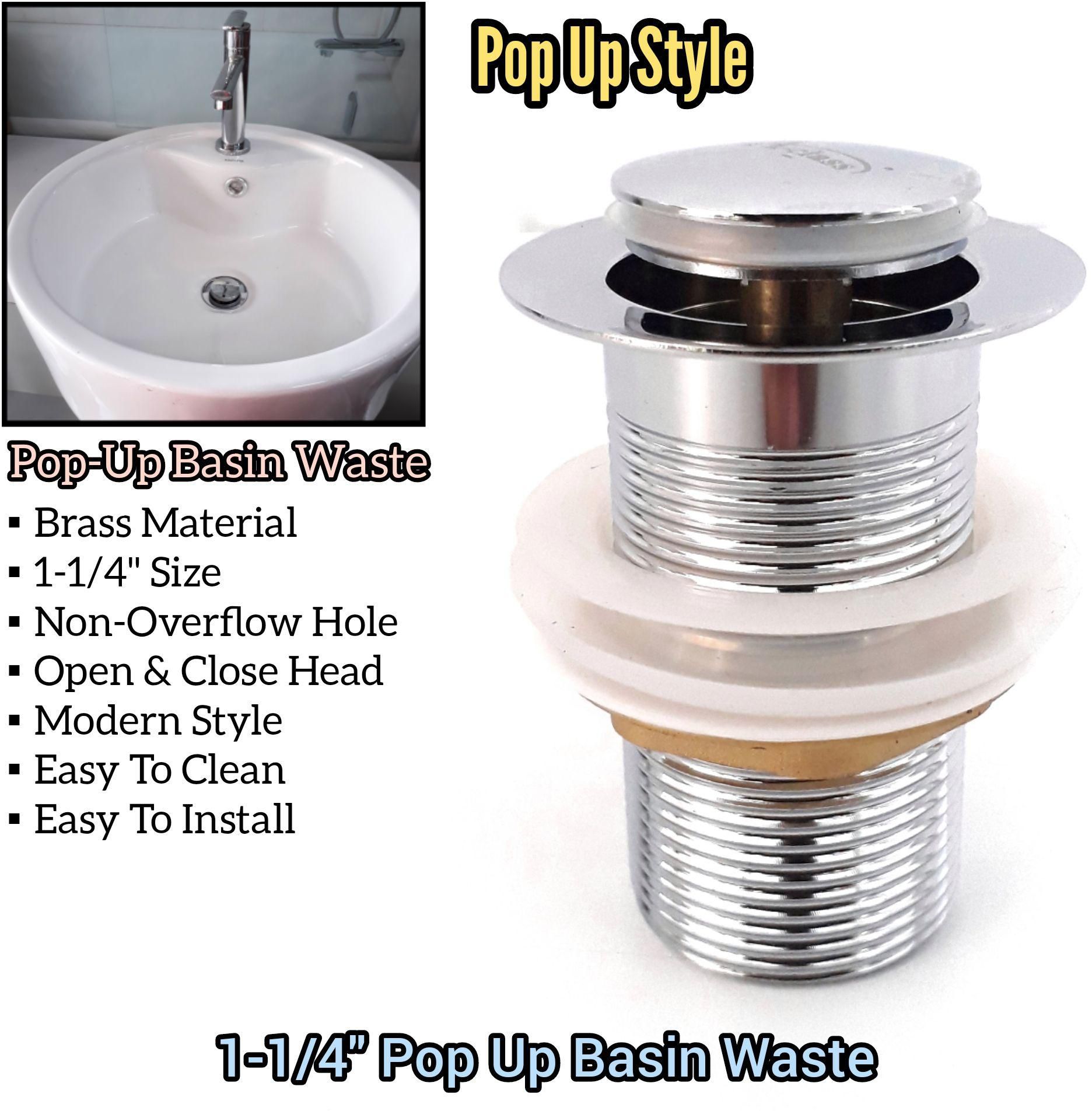 Solid 1-1/4 Inch Brass Pop Up Basin Waste for Basin Sinks In Toilet Accesories