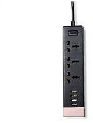Remax RU-S2 3 Power Socket & 4 USB Charging Adapter - Black