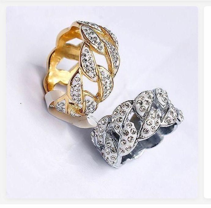 Two Cuban Link Ring Silver&gold