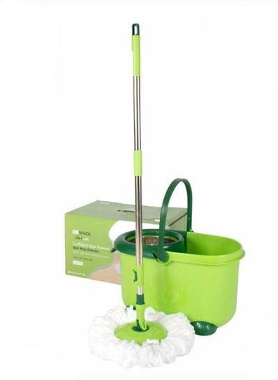 Adorable round shaped spinning mop and bucket set for easy cleaning with 2-piece green bucket