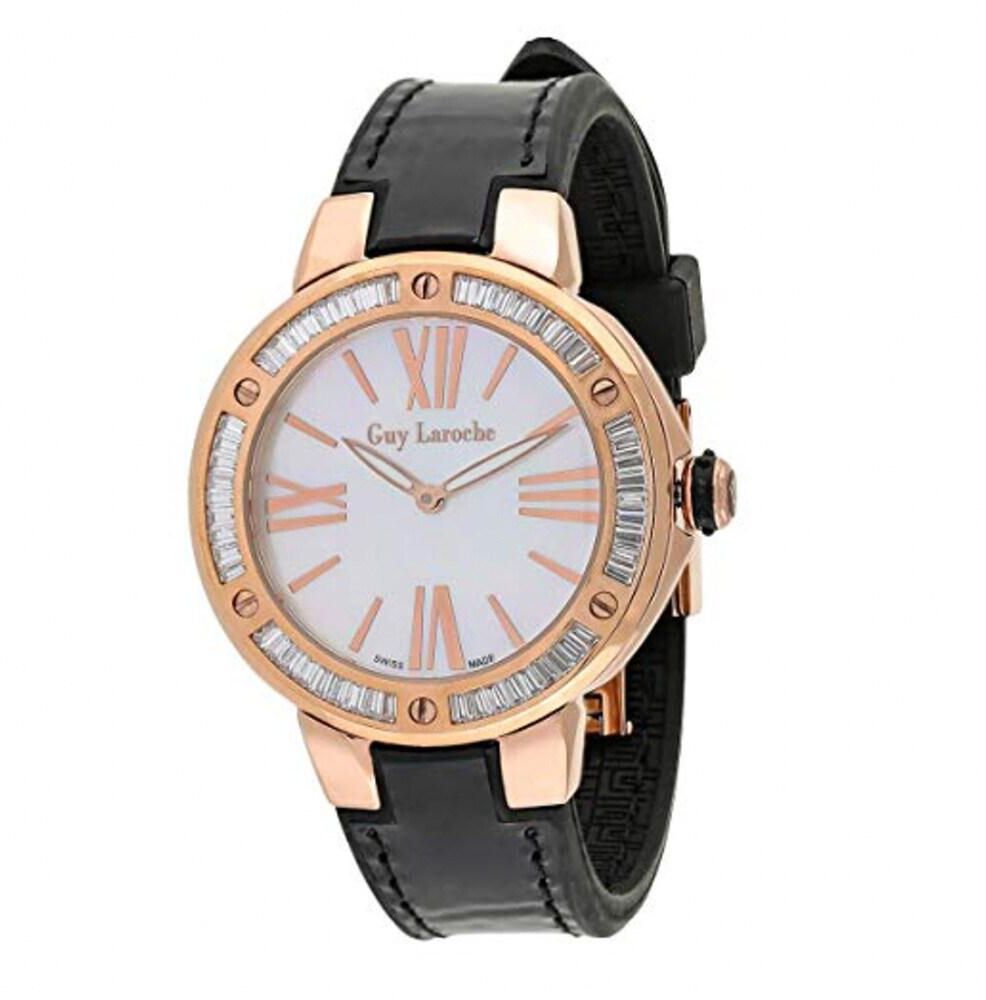 Guy Laroche Swiss Made Women&#39;s Watch with White Mother of Pearl Dial and Rubber Band - SL30302