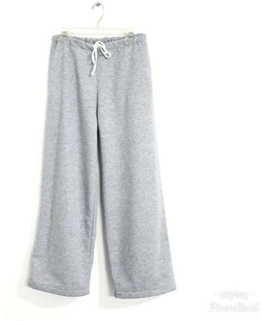 Styley Wide Pants Grey Color Melton Fabric