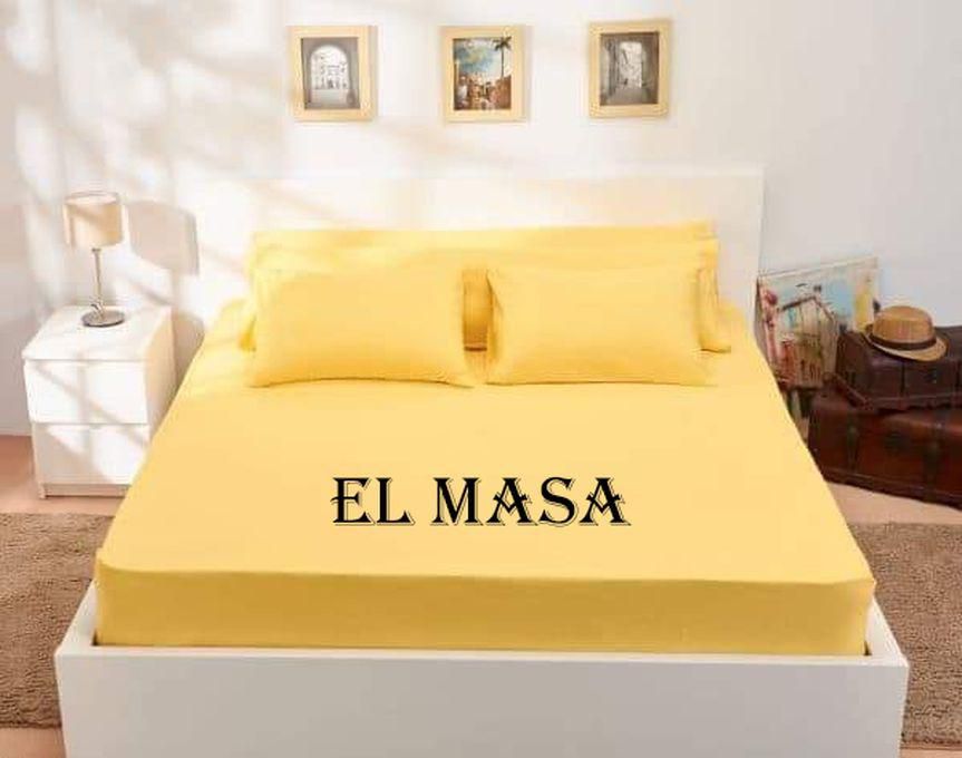 طقم ملايه سرير باستك اللون الاصفر _ 3 قطع