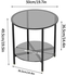 Glass Round Side Table Small: 2 Tiers Modern Accent Tables Circle Diameter 50cm Slim Bedside Tables Gray Tinted Tempered Glass Top with Black Metal Frame for Home Office Furniture Decorative