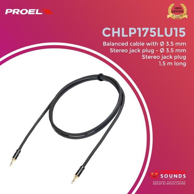 Proel CHLP175LU15 3.5mm TRS Stereo Jack To 3.5mm TRS Stereo Jack 1.5 Metre Cable