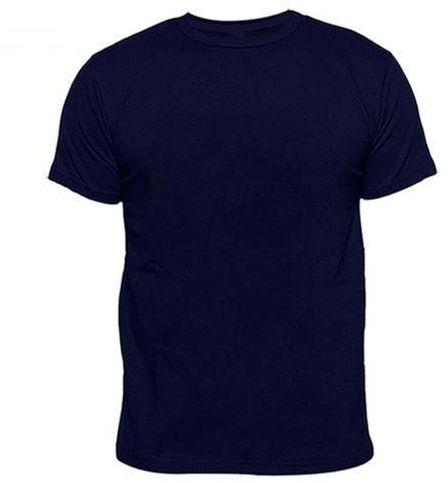 Fashion Men's Rounded T-shirt- Navy Blue Cotton