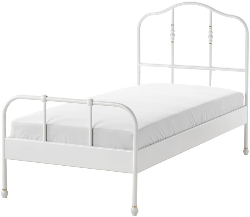 SAGSTUA Bed frame - white/Lindbåden 90x200 cm