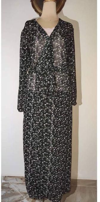 lusso moda Long Cardigan With Belt - Black And White