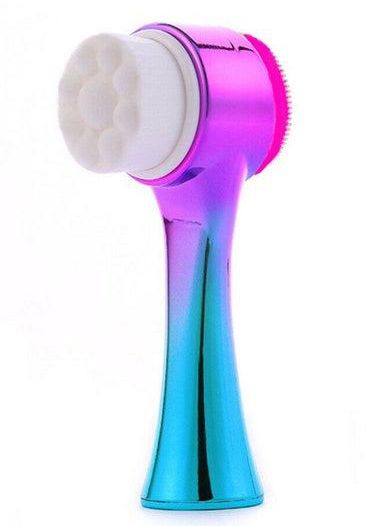 Facial Cleaning Brush 2 In 1 Double Sided With Soft Bristles and Silicone Exfoliating Pad Facial Massager Tool