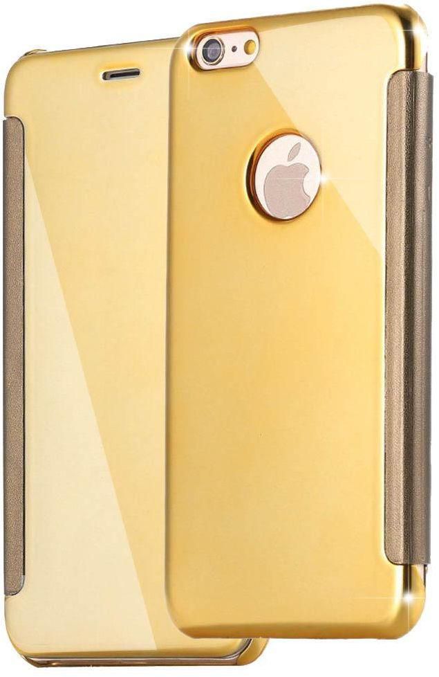 clear view mirror flip case cover for Apple Iphone 6 (Gold)