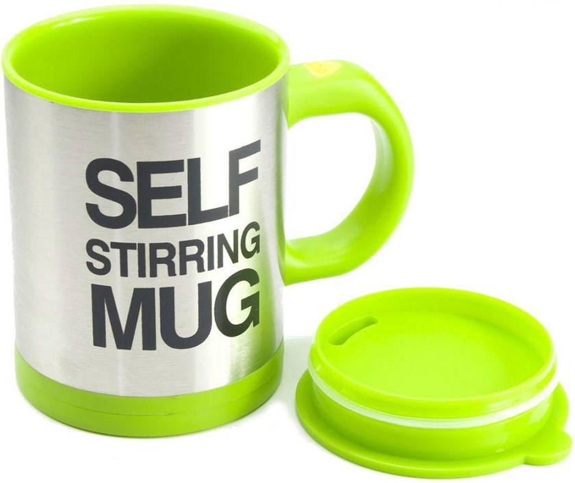 Green 400ml Portable Self Auto Mixing Cup Stainless Steel Lazy Self Stirring Mug for Coffee tea Soup