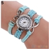 Sanwood Women Infinite Love Wrap Braided Faux Leather Bracelet Analog Quartz Wrist Watch-Sky Blue