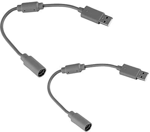كيبل محول قابل للفصل لجهاز Xbox 360، عبوة من قطعتين من كيبلات دونجل USB قابلة للفصل لاجهزة تحكم مايكروسوفت اكس بوكس 360 السلكية