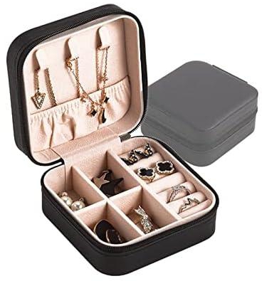 Mini Portable Travel Jewelry Box , Leather Jewellery Ring Organizer Case for Ring, Pendant, Earring, Necklace, Bracelet Organizer Storage Holder Boxes.