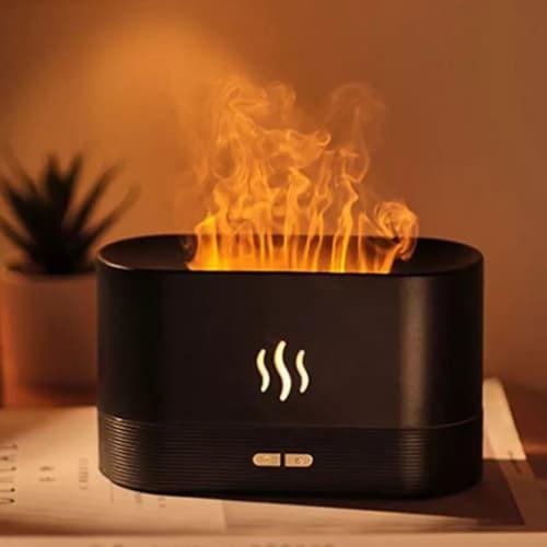 Portable Aroma Diffuser Simulation Flame USB Ultrasonic Humidifier, Home and Office Aromatherapy Humidifier Flame Lamp Diffuser, Black color