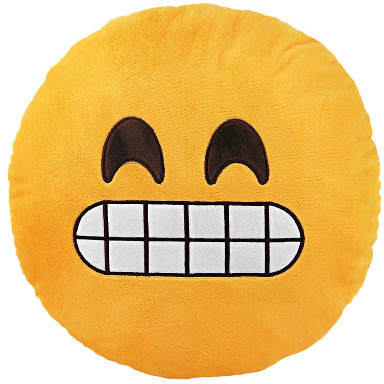 بي كول - Emoji Smiley Emoticon Yellow Round Cushion Pillow -  Smiling