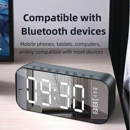 Hasnabador Bluetooth Music Player Portable Speaker Alarm Clock (Black)