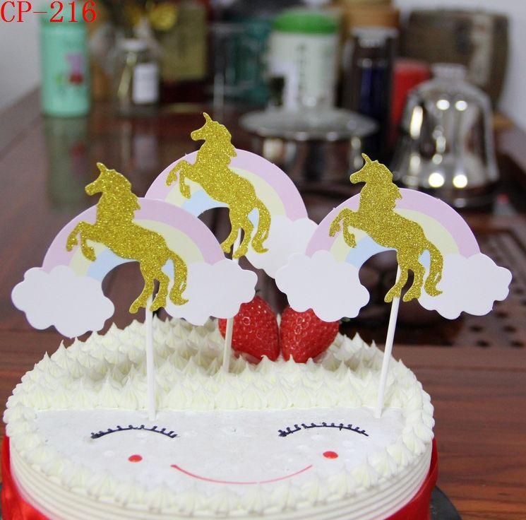 Lsthometrading 3pcs/set  Unicorn Cupcake Topper With Rainbow
