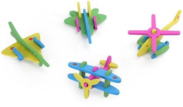Generic DIY 3D Plane Wooden Building Block Intelligent Puzzle Toy - Colormix