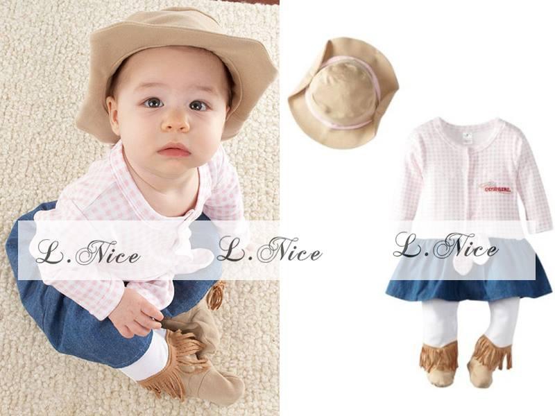 Groboc Cowgirl Jumpsuit for Baby Girls - 2 Sizes (As Pictures)