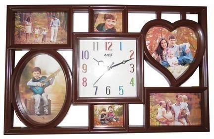 Ariel Quartz Picture Frame Wall Clock - Brown.