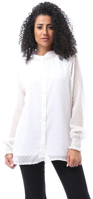 Andora White Mandarin Collar Blouse & Sleeveless Top Set