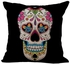 Vintage Style Skull Cotton Linen Square Pillow Cases Multicolour 45x45 centimeter