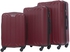 PARA JOHN  3-Piece Hard Side ABS Luggage Trolley Set 20/24/28 Inch Burgundy