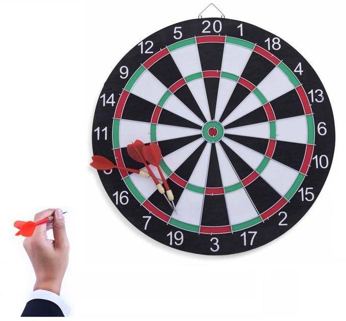 Double Face Darts Board - 17" - 6 Darts - 42 Cm - With 6 Free Darts - color may vary