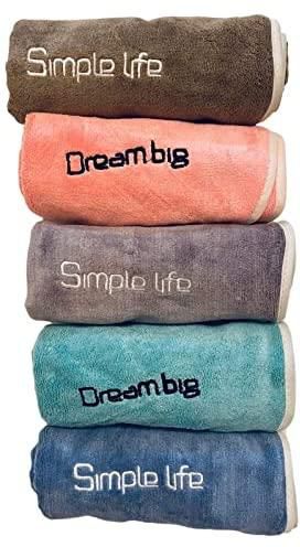 microfiber towel for hair, 5 towels set super Soft Quick Drying Workout Sweat Towels, Hanging and Embroidery Absorbent Hand Towel Face Towel for Gym,Bathroom,Hiking,Travel,Beach 35x75cm