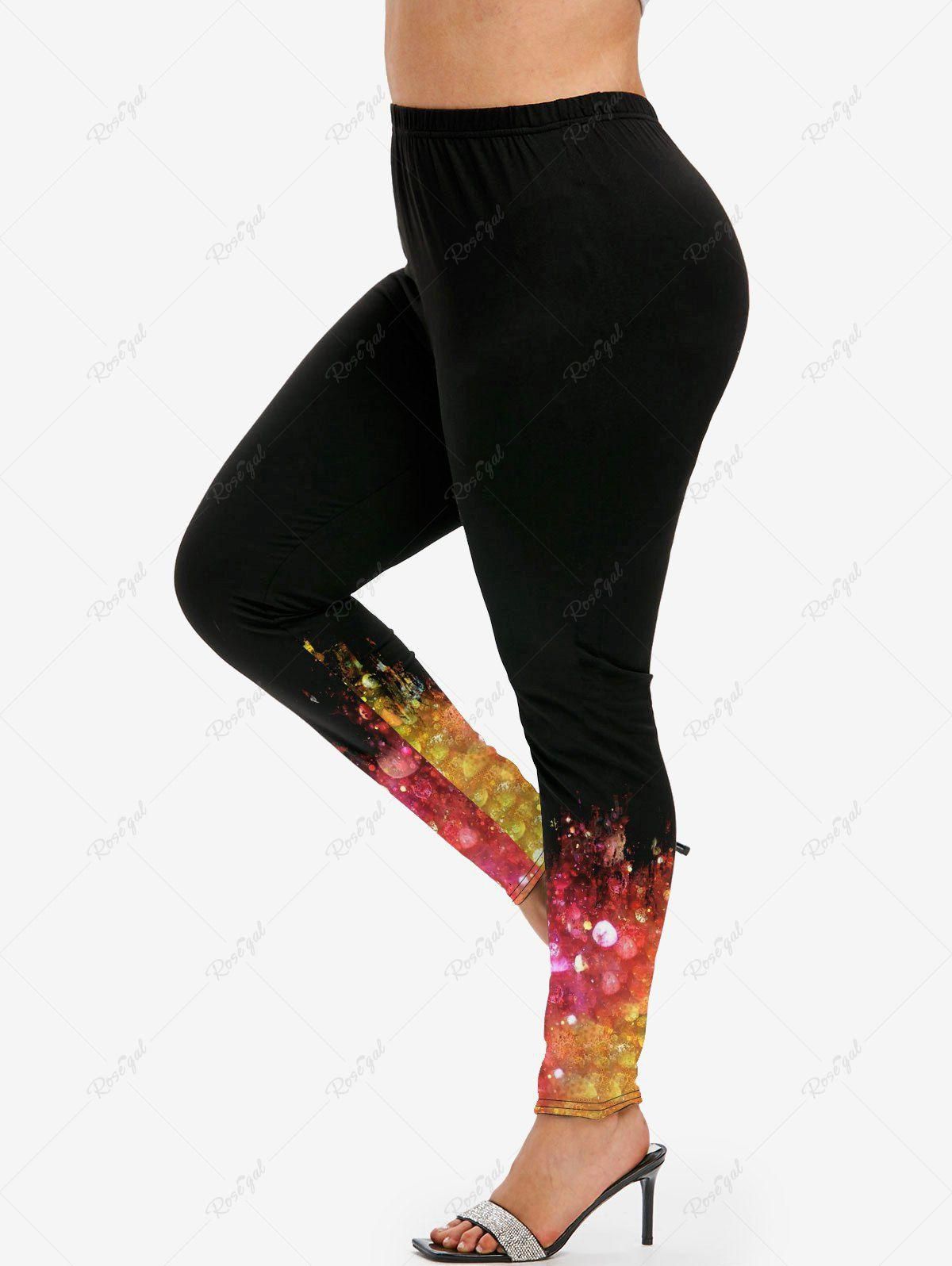 Plus Size Light Beam Sparkling Glitter Print Skinny Leggings - 6x