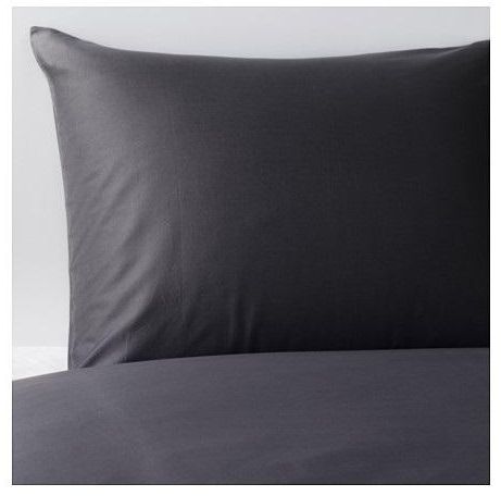 GÄSPAQuilt cover and 2 pillowcases, dark grey