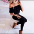 Black 2piece Off Shoulder Frill Short Crop Top Party Outfit