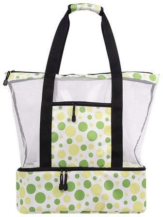 Mesh Beach Picnic Bag With Insulated Cooler Compartment One Size