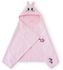 Milk & Moo - Canchin Rabbit Velvet Hooded Baby Towel - Pink- Babystore.ae